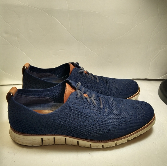 Cole Haan Zero Grand StitchLite Blue Wingtip Oxford Shoes Men’s sz 9.5M (C24947) - Picture 2 of 10